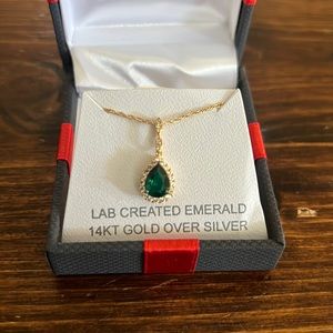Beautiful 14k plated silver lab emerald